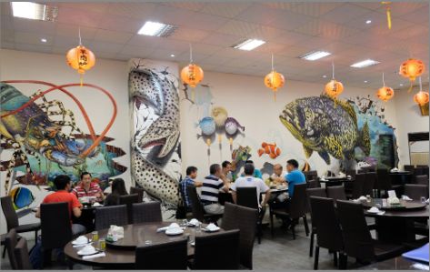 襄城海鲜餐厅墙体彩绘